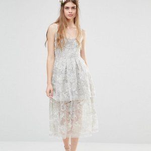 Body Frock Wedding Tiered Silver Shaping Dress NWT